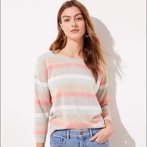 LOFT Shimmer Striped 3/4 Sleeve Sweater